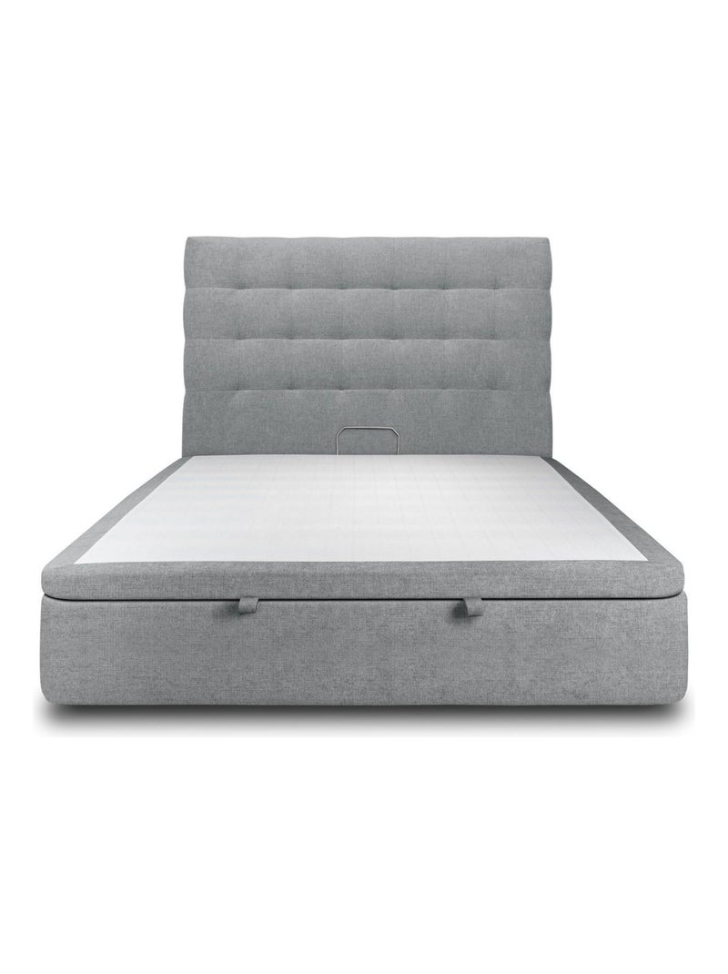 Lit coffre avec tête de lit capitonnée Tissu gris anthracite - Kiabi