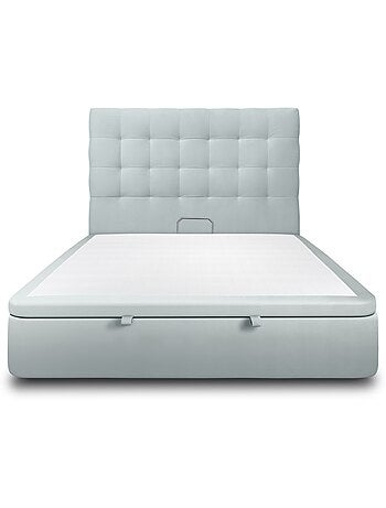 Lit coffre avec tête de lit capitonnée Velours