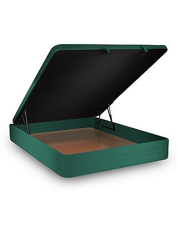 Lit coffre avec tête de lit capitonnée Velours