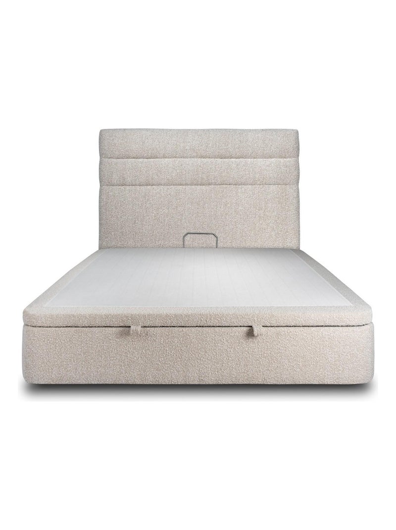 Lit coffre avec tête de lit lignes Bouclette Beige clair - Kiabi