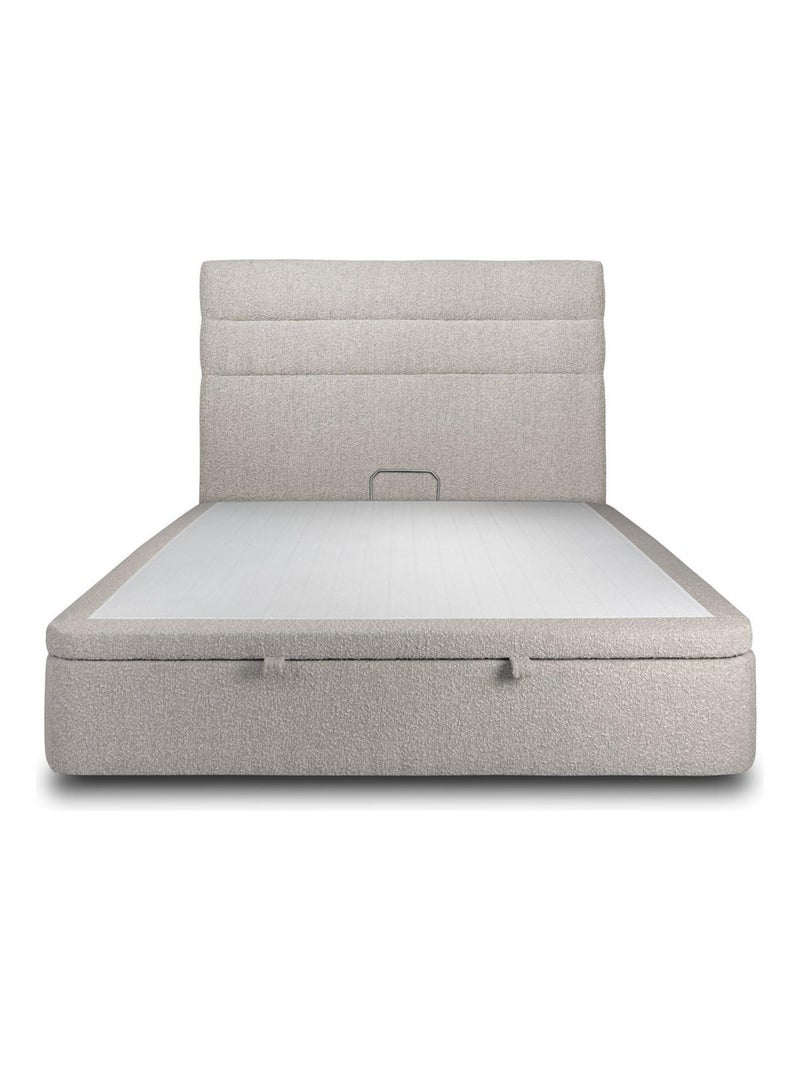 Lit coffre avec tête de lit lignes Bouclette Gris - Kiabi