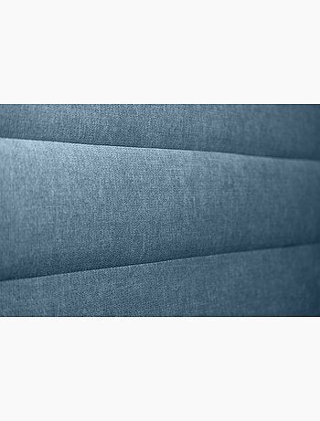 Lit coffre avec tête de lit lignes Tissu