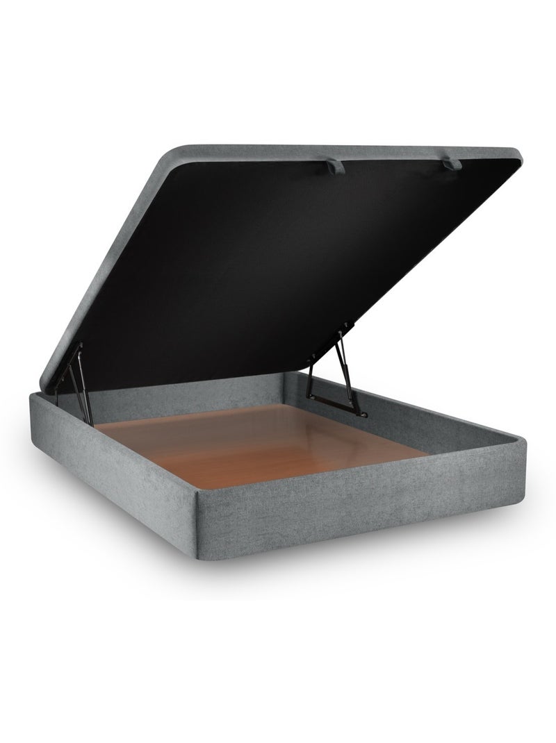 Lit coffre avec tête de lit lignes Tissu gris anthracite - Kiabi