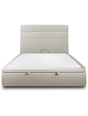 Lit coffre avec tête de lit lignes Velours