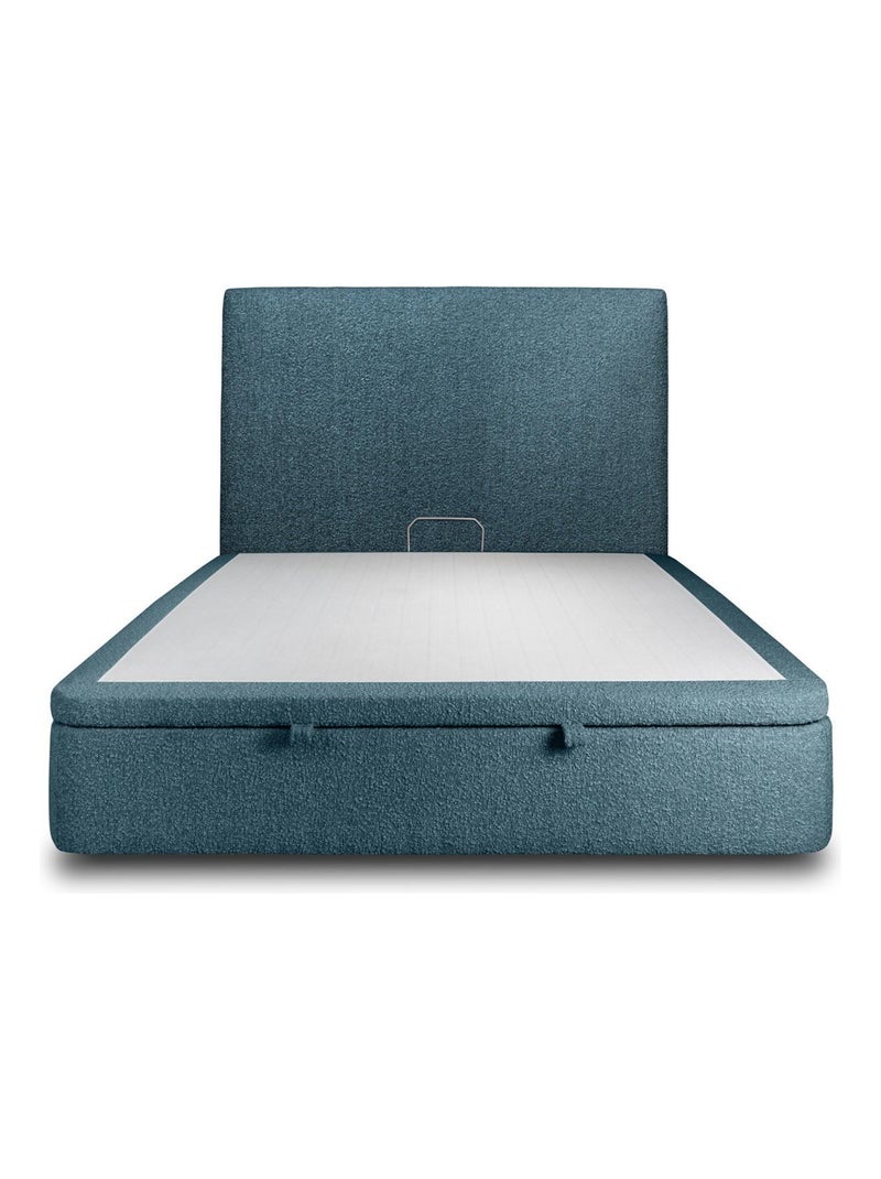 Lit coffre avec tête de lit tapissier Bouclette Bleu pétrole - Kiabi