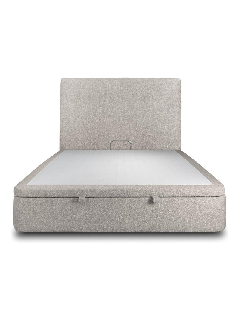 Lit coffre avec tête de lit tapissier Bouclette Gris - Kiabi