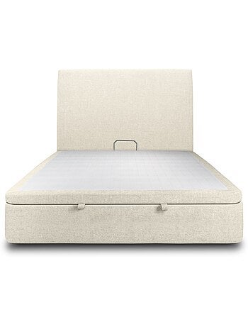 Lit coffre avec tête de lit tapissier Tissu