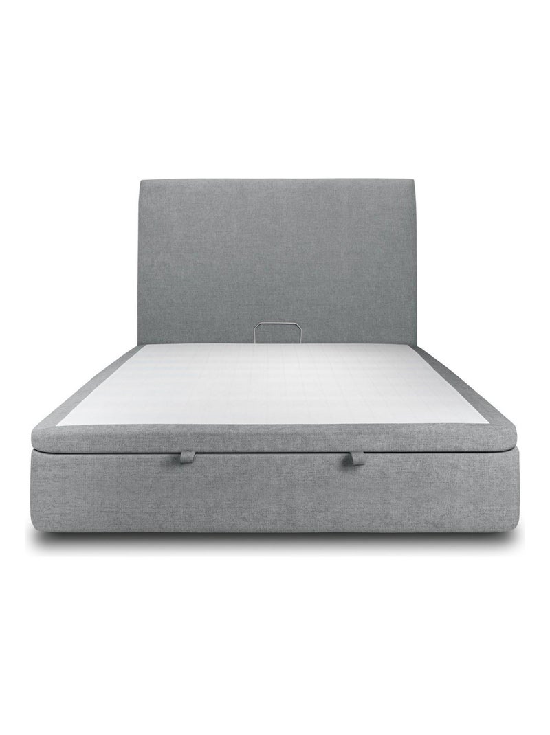 Lit coffre avec tête de lit tapissier Tissu gris anthracite - Kiabi