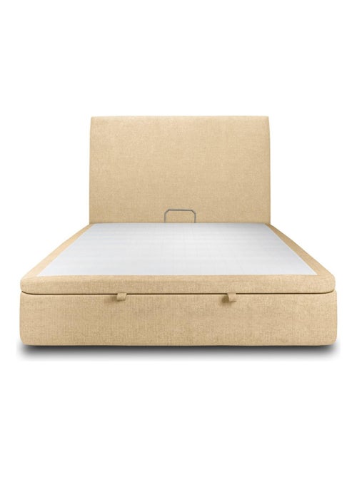Lit coffre avec tête de lit tapissier Tissu - Kiabi