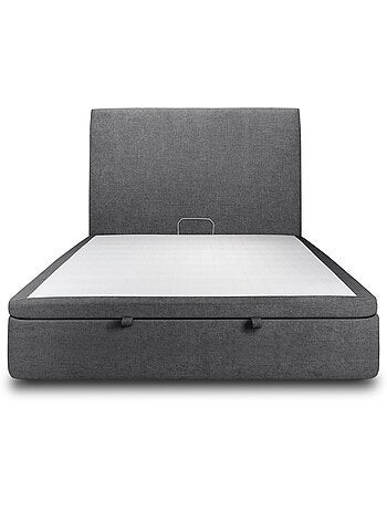 Lit coffre avec tête de lit tapissier Tissu