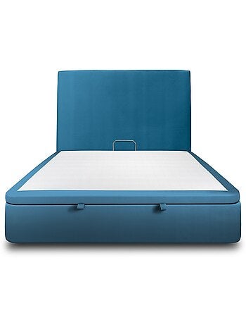 Lit coffre avec tête de lit tapissier Velours