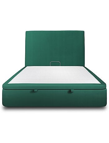 Lit coffre avec tête de lit tapissier Velours