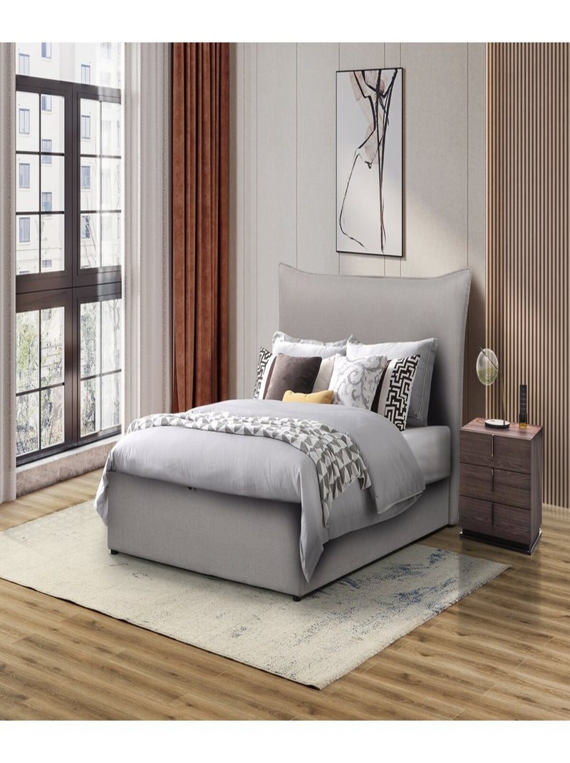 Lit coffre double "Megeve" 160 x 200 cm - Gris Gris - Kiabi