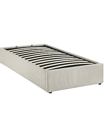 Lit coffre sommier à lattes 90 x 190cm velours côtelé (fine côte) Devon