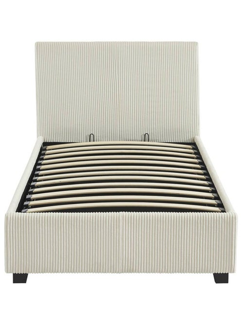 Lit coffre sommier à lattes et tête de lit 90 x 190cm velours côtelé (grosse Avalon - Kiabi