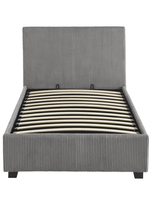 Lit coffre sommier à lattes et tête de lit 90 x 190cm velours côtelé (grosse Avalon - Kiabi