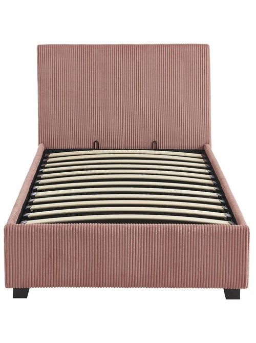 Lit coffre sommier à lattes et tête de lit 90 x 190cm velours côtelé (grosse Avalon - Kiabi Lit coffre sommier à lattes et tête de lit 90 x 190cm velours côtelé (grosse Avalon - Kiabi