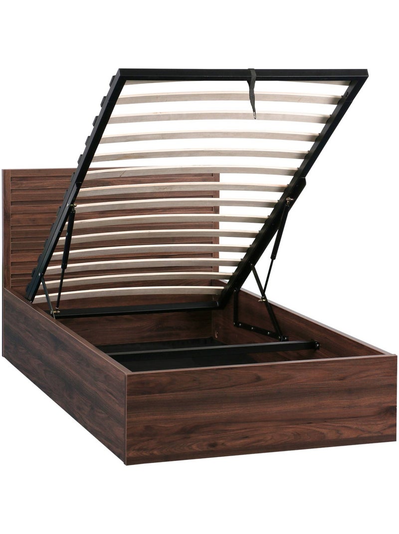 Lit coffre sommier à lattes et tête de lit 90x190cm décor bois Madere N/A - Kiabi