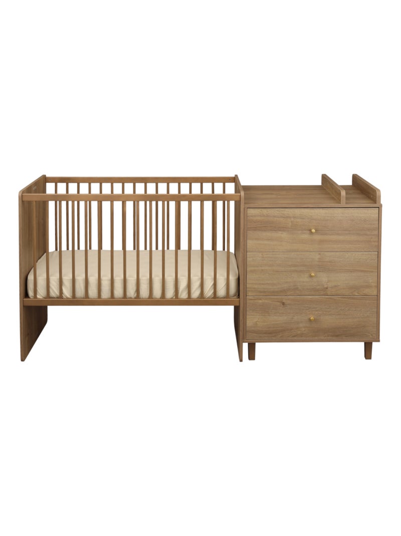Lit combiné 120x60 évolutif en 90x190 - SAUTHON Marron - Kiabi