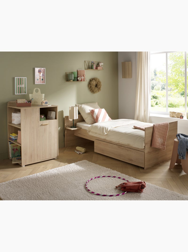 Lit combiné 60x120 évolutif en 90x190 décor bois hêtre - SAUTHON Marron - Kiabi