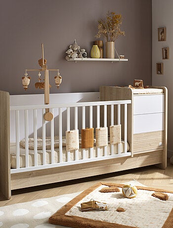 Lit combiné évolutif avec commode à langer 3 tiroirs - SAUTHON