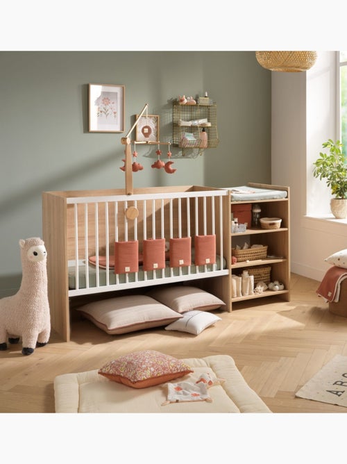 Lit combiné évolutif en décor bois avec commode à langer étagère - BABYPRICE - Kiabi Lit combiné évolutif en décor bois avec commode à langer étagère - BABYPRICE - Kiabi