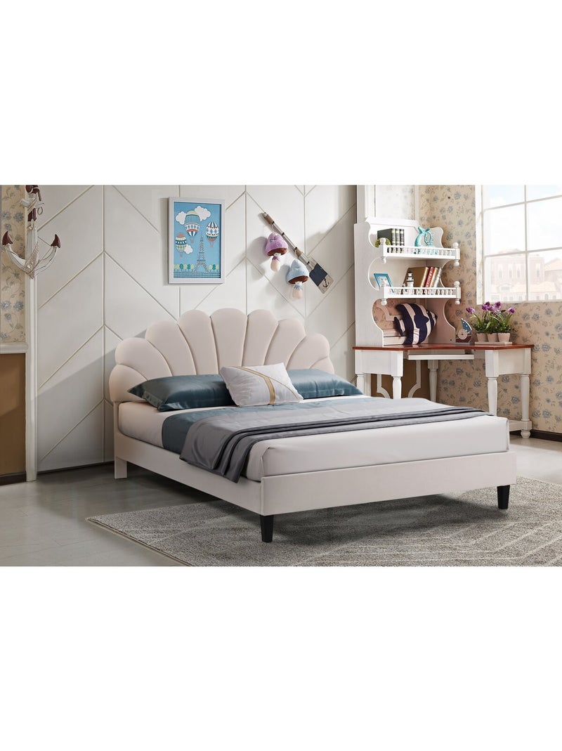 Lit coquillage en velours Beige - Kiabi