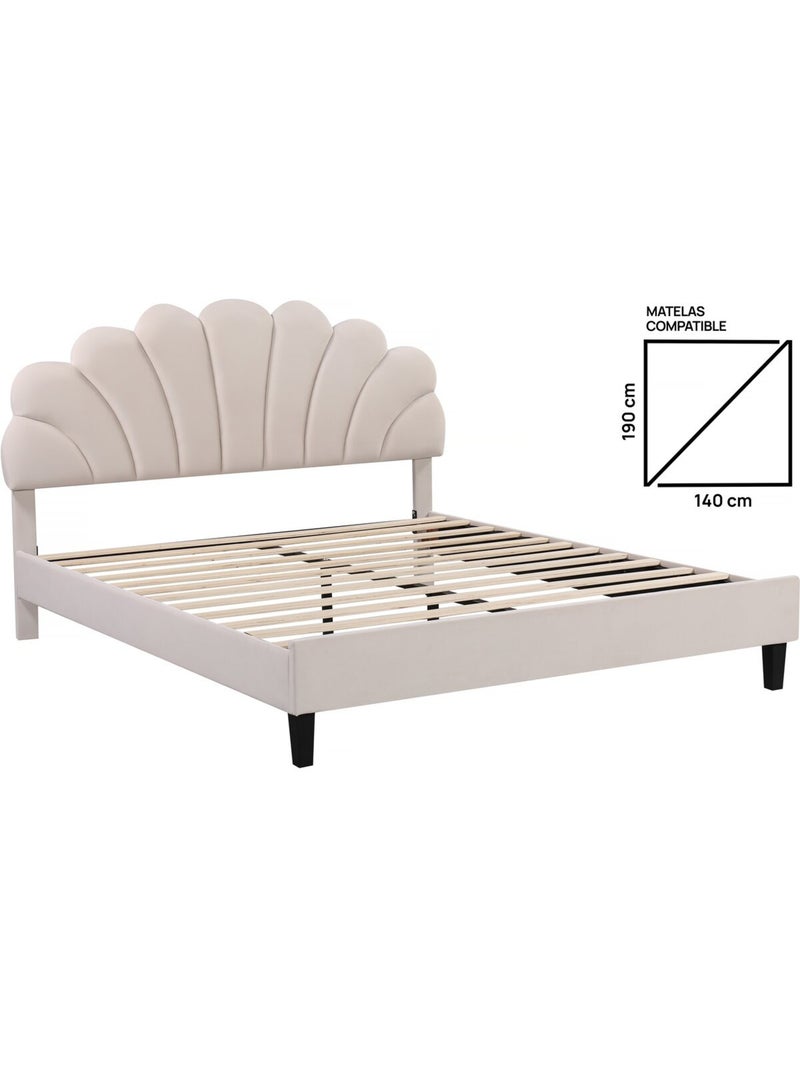 Lit coquillage en velours Beige - Kiabi