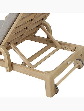 Lit de piscine inclinable 4 positions en acacia avec coussin PAPOUASIE