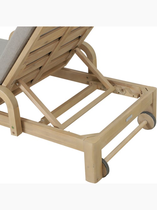Lit de piscine inclinable 4 positions en acacia avec coussin PAPOUASIE - Kiabi