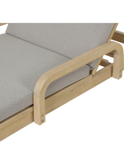 Lit de piscine inclinable 4 positions en acacia avec coussin PAPOUASIE - Kiabi