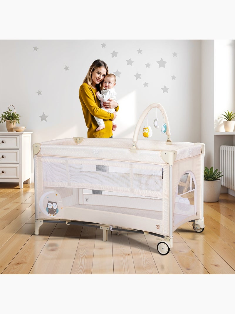 Lit de voyage Complet Duo Hibou Asalvo Beige - Kiabi