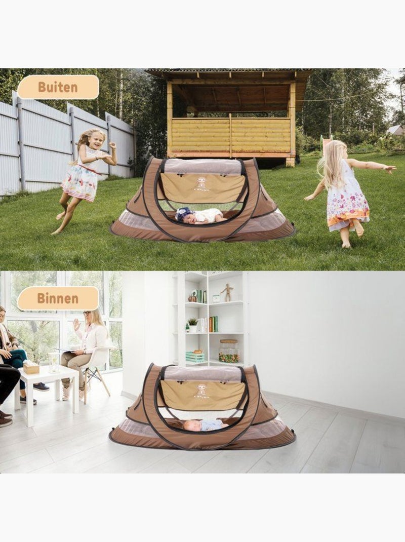 Lit de voyage enfant - tente pop-up nomade avec matelas - 107 x 65 x 45 cm - twinky Marron - Kiabi