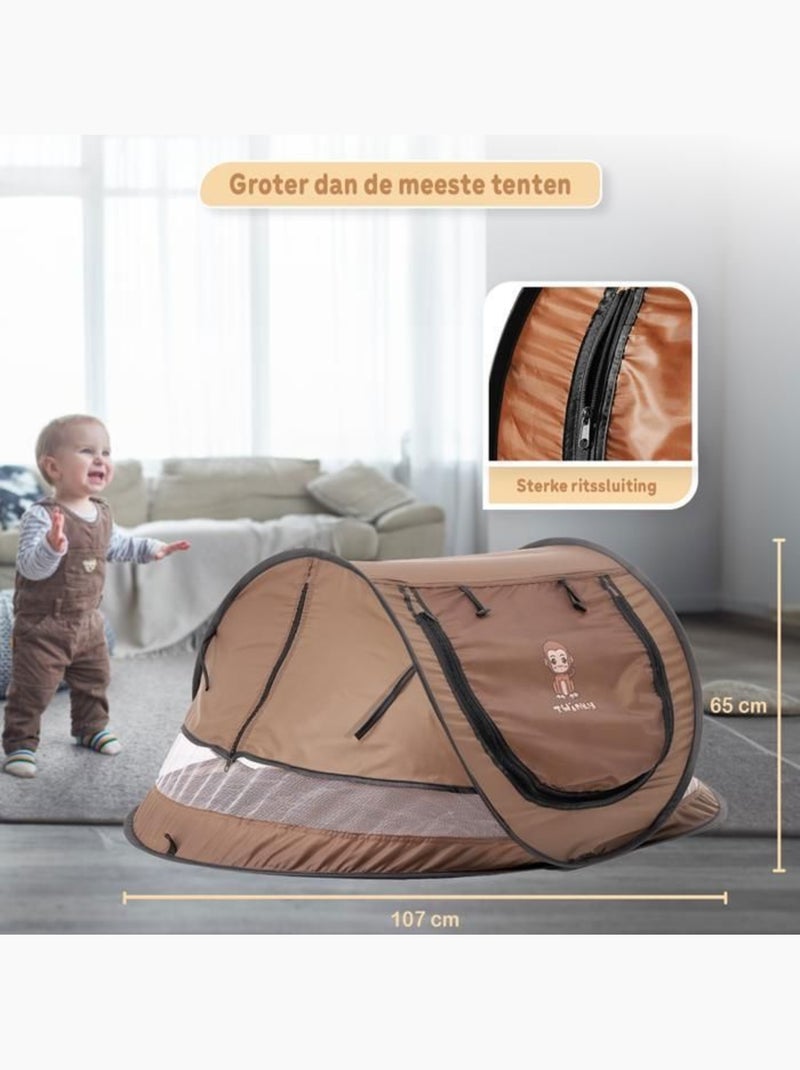 Lit de voyage enfant - tente pop-up nomade avec matelas - 107 x 65 x 45 cm - twinky Marron - Kiabi