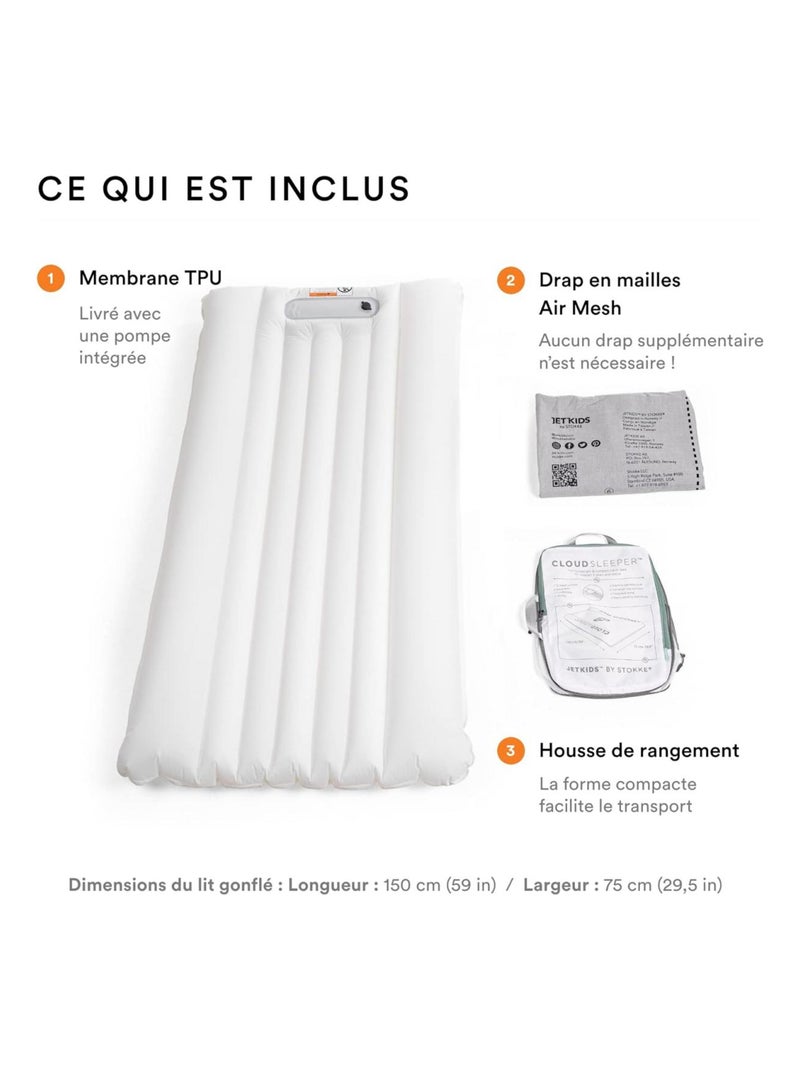 Lit de voyage enfant gonflable CloudSleeper™ JetKids™ by Stokke® Blanc - Kiabi