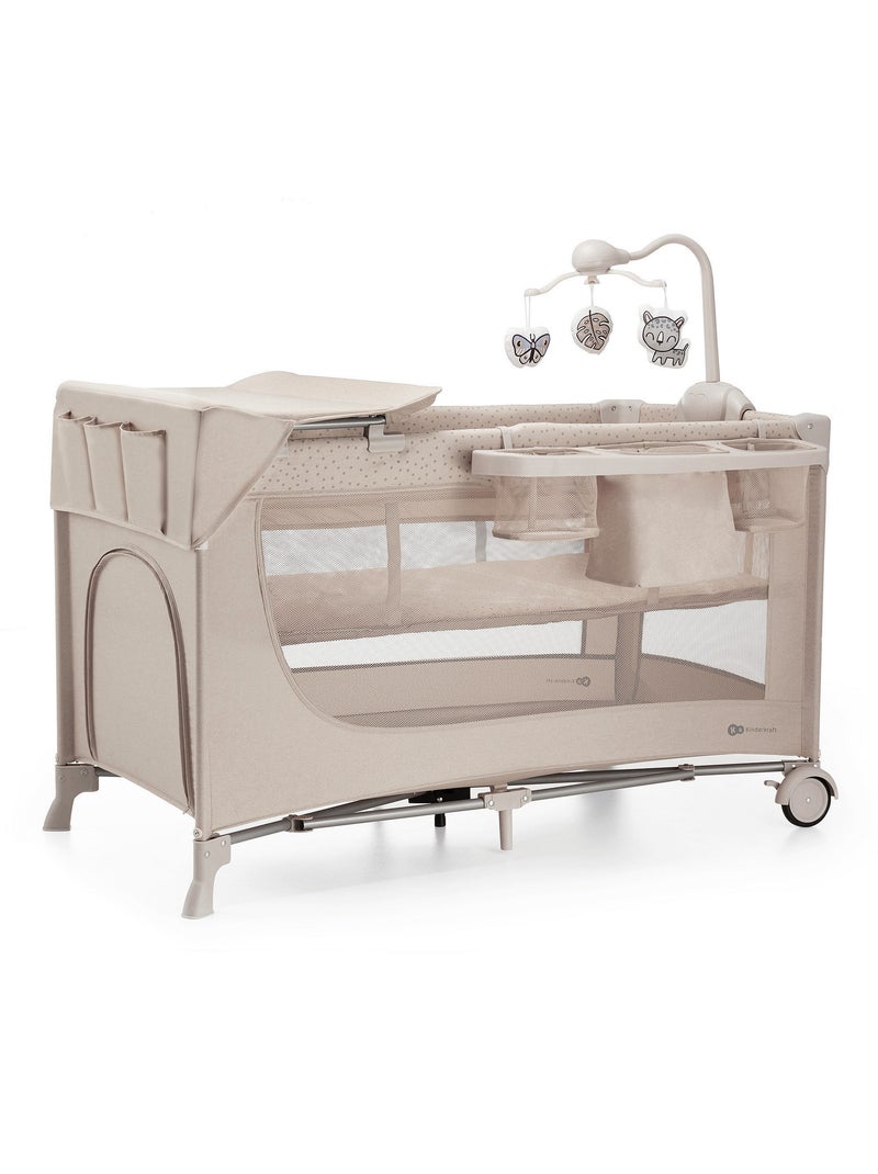 Lit de voyage et parc bébé pliable avec accessoires pratiques Beige argile - Kiabi