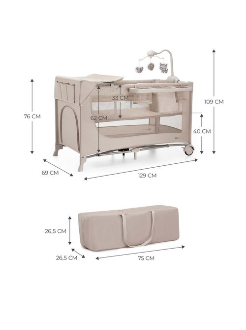 Lit de voyage et parc bébé pliable avec accessoires pratiques - Kiabi