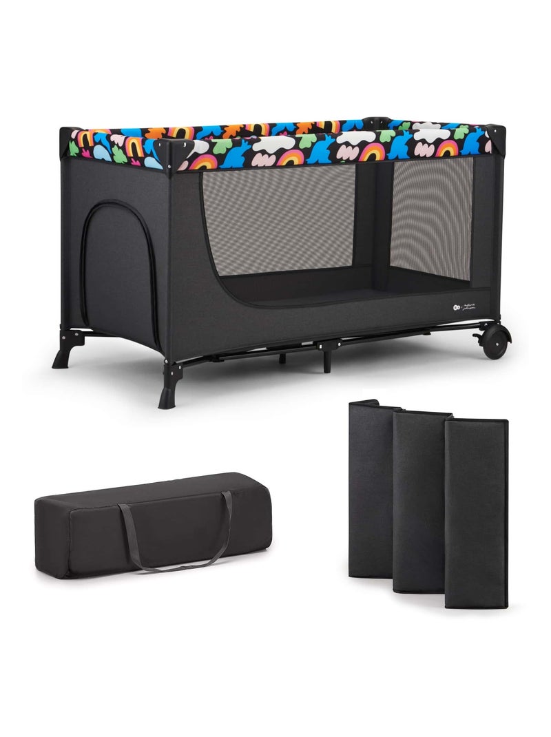 Lit de voyage pliant pour bebe parc securise et confort Noir - Kiabi