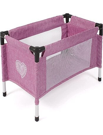 Lit de voyage pour poupées jean rose