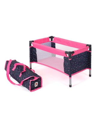 Lit de voyage pour poupées Rose à pois