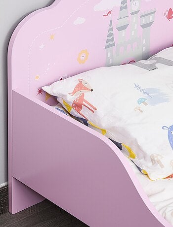 Lit d'enfant design princesse motif château - sommier à lattes inclus - MDF contre-plaqué rose
