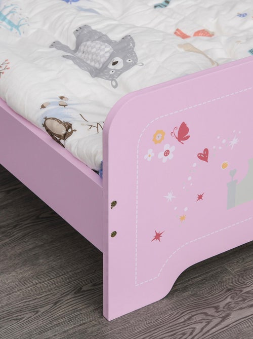 Lit d'enfant design princesse motif château - sommier à lattes inclus - MDF contre-plaqué rose - Kiabi
