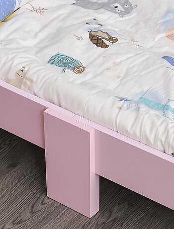 Lit d'enfant design princesse motif couronne - sommier à lattes inclus - MDF contre-plaqué rose