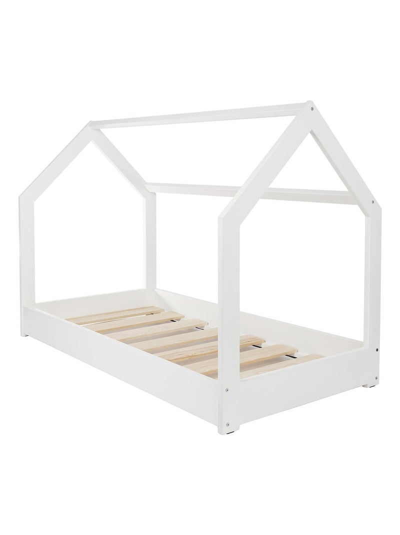 Lit d'enfant Maison Cabane 190x90 cm avec Matelas standard + Blanc - Kiabi