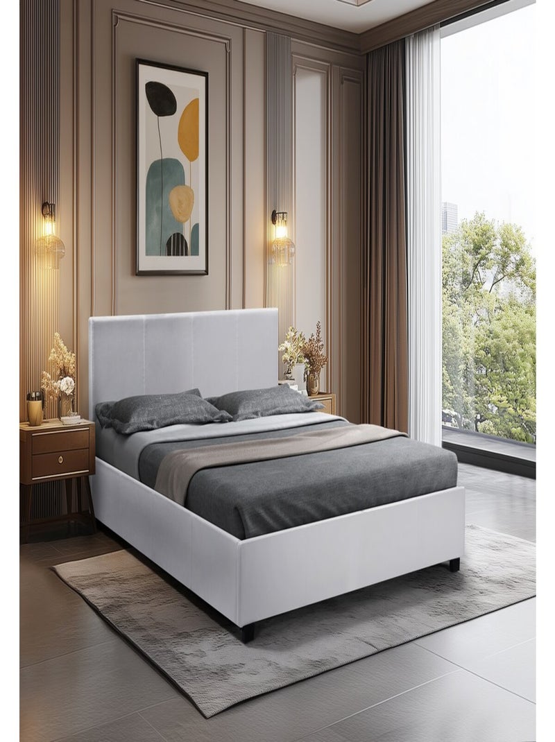 Lit double avec coffre "Carla" - 140 x 190 cm - Blanc Blanc - Kiabi