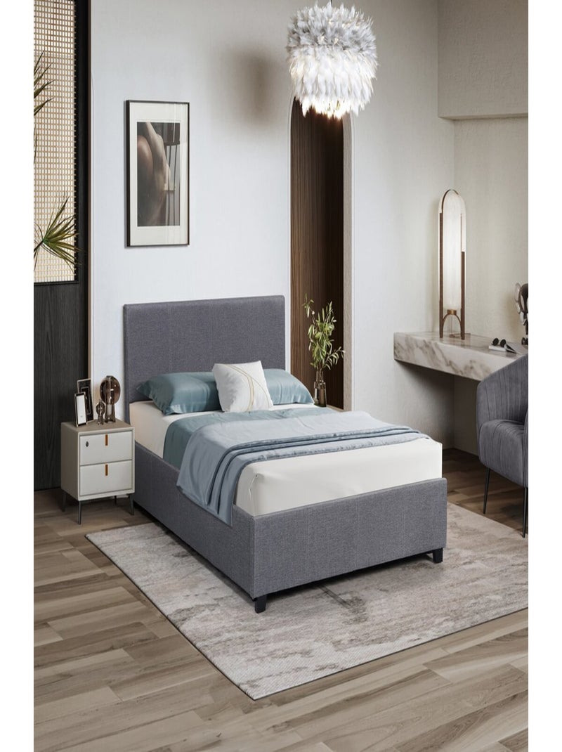 Lit double avec coffre "Carla" - 180 x 200 - Gris Gris - Kiabi