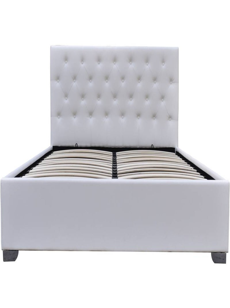 Lit double avec coffre "Tino" - 160 × 200 cm - Blanc Blanc - Kiabi