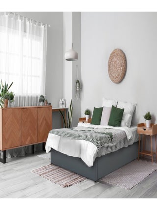 Lit double en PVC avec coffre "Ava" - 140 x 190 cm - Gris