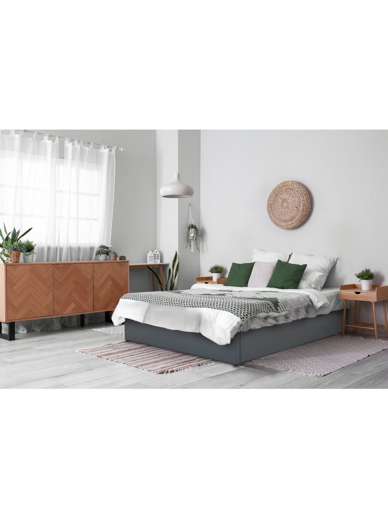 Lit double en PVC avec coffre Gris - Kiabi