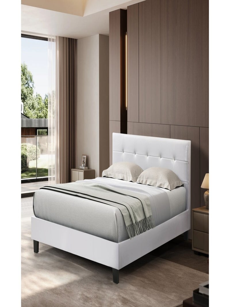 Lit double en pvc "Julia" - 140 x 190 cm - Blanc Blanc - Kiabi
